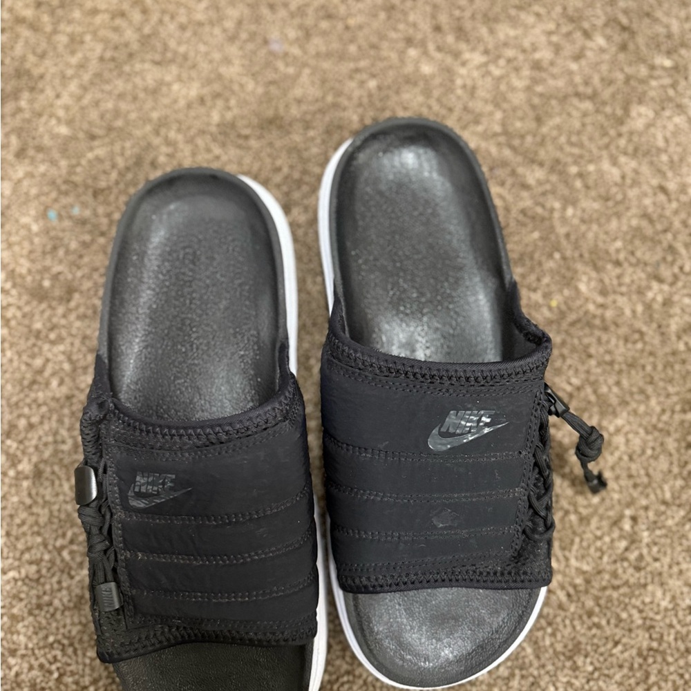 Nike Black and Gray Slide Sandals